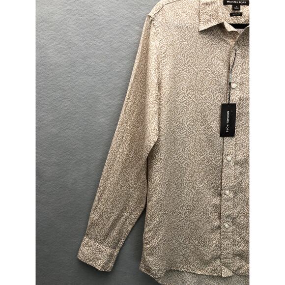 Michael Kors Men's Small Classic Fit Button Up Shirt Khaki NEW - Picture 4 of 8